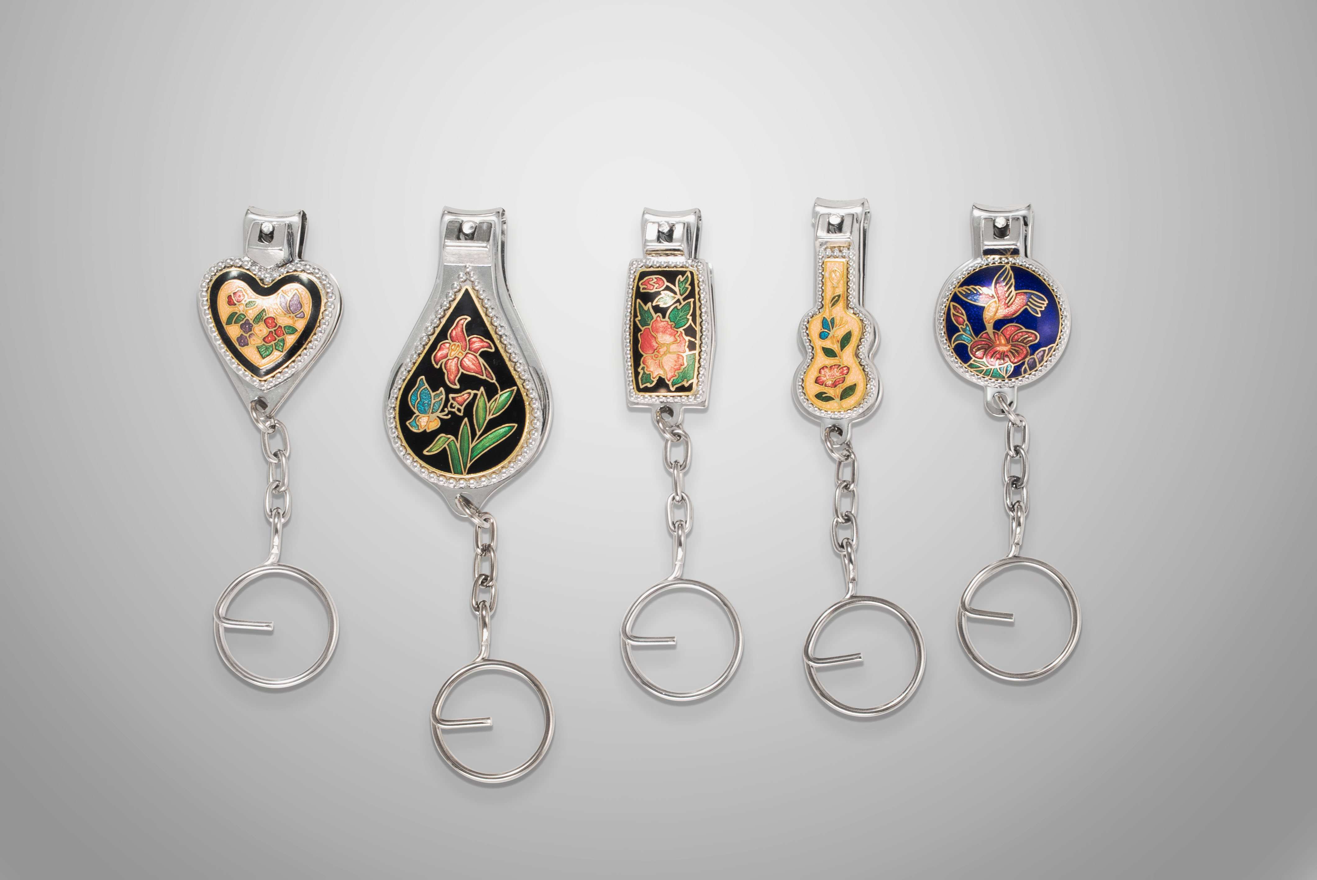 cloisonne nail clipper keychain with enamel design